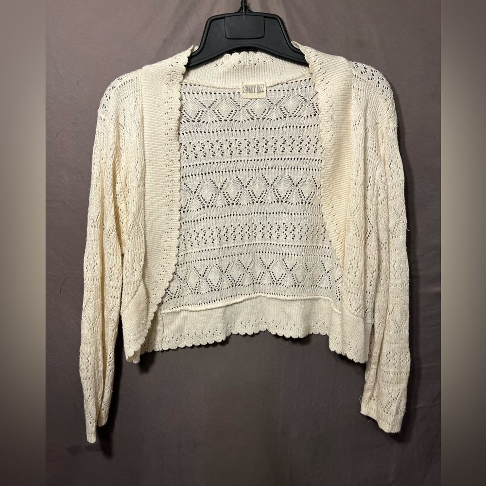 Sweet Kizz Open Long Sleeve Beige Cardigan